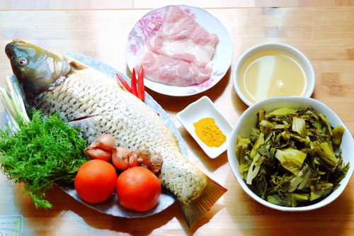 Nguyên liệu nấu món cá chép om dưa đơn giản và dễ tìm